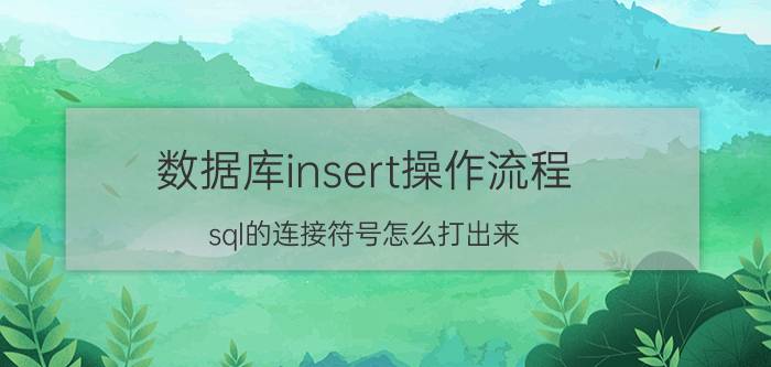 数据库insert操作流程 sql的连接符号怎么打出来？